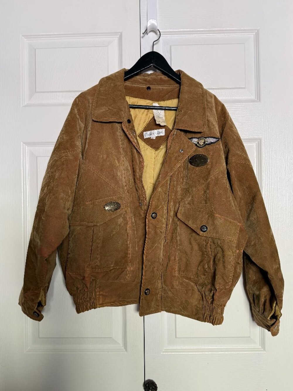 Vintage Bulaggi Suede Bomber Jacket Distressed Leather Flight Aviator Coat L